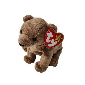 Vintage 1999 Ty Beanie Babies Pecan Bear Plush Stuffed Animal Brown Hang Tag